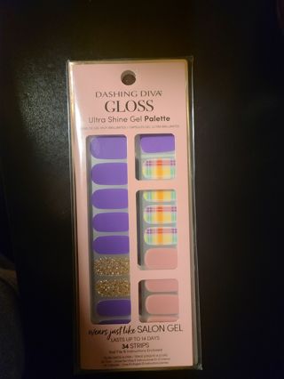 DASHING DIVA ULTRA SHINE GEL PALETTE -Purple, Gold, Pink - Nail Lacquer Wrap Sheet Sticker Strips