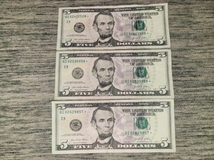 3-Series 2021 $5 Star Notes, all from same run.