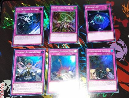 6 mint condition Super Rare Holo Yugioh trap cards