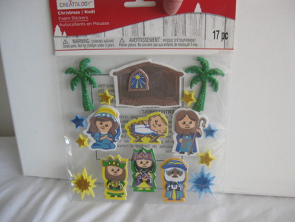 Christmas, nativity scene foam stickers, 17 pcs. NIP