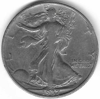 1937 Walking Liberty Half Dollar 90% Silver U.S. 50 Cent Coin