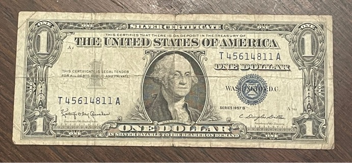 1957 B Blue Seal $1 Dollar Silver Certificate 