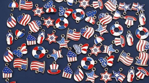 10PC ENAMEL 4TH OF JULY CHARMS #4 (PLEASE READ DESCRIPTION)