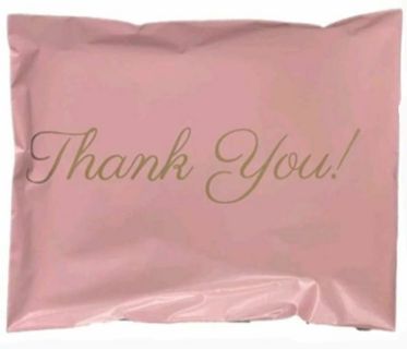 ➡️⭕(1) Light Pink with gold 'Thank You' Poly Mailer 17.7"x 12.6" XXL