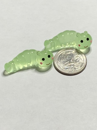 CATERPILLARS~#24~GREEN~SET OF 2~GLOW IN THE DARK~FREE SHIPPING!