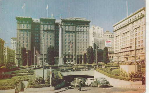 Vintage Used Postcard: B: 1950 Union Square, San Francisco, CA