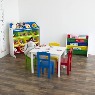 Kids Wood Table and 4 Chairs Set
