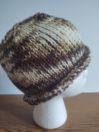 Hand Crocheted Tunisian  Knit Stitch Slouch Hat 