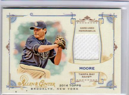 Matt Moore, 2014 Topps Allen & Ginter RELIC Card #FRB-MM, Tampa Bay Rays, (L6)