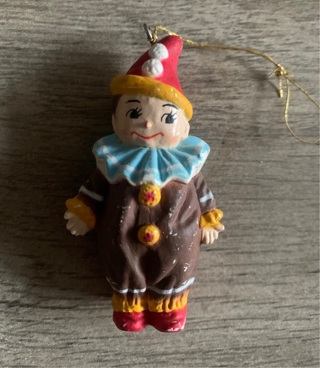 Vintage Clown Ceramic Christmas Tree Ornament Preowned