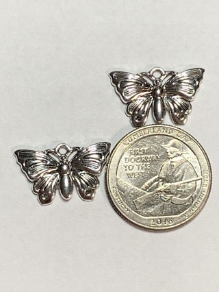 BUTTERFLY CHARMS~#4~SILVER~SET OF 2 CHARMS~SET 3~FREE SHIPPING!