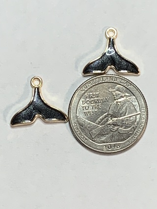 WHALE TAIL CHARMS~#1~BLACK~SET OF 2 CHARMS~FREE SHIPPING!