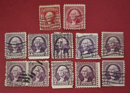 Lot of Used Vintage .02 and .03 US Postage Stamps