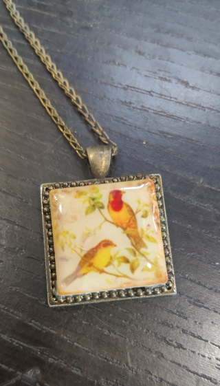 Bird Tile Pendant Necklace 