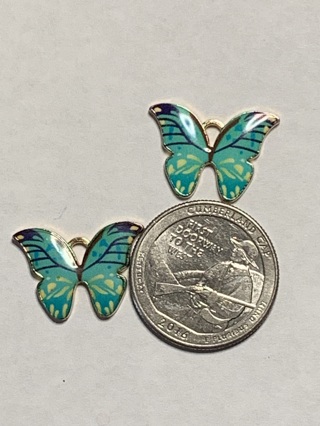 ♥♥BUTTERFLY CHARMS~#16~FRONT VIEW~SET OF 2~FREE SHIPPING♥♥