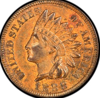 1888 Indian Head Cent,  Circulated, Insured, Sharp Date and Strike, Refundable.  Ships FREE