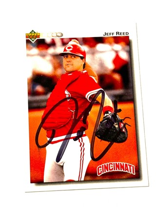 Autographed JEFF REED 1992 UPPER DECK AUTOGRAPHED SIGNED # 299 CINCINNATI REDS