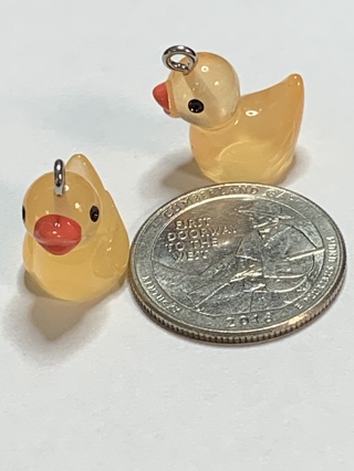 ❤DUCKS~#13~ORANGE~CHARMS & GLOW IN THE DARK~SET OF 2 CHARMS~FREE SHIPPING❤