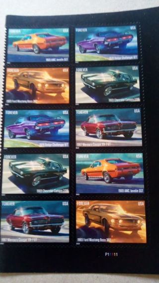 10- FOREVER US POSTAGE STAMPS...PONY CARS