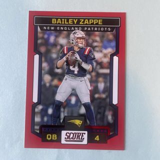 Bailey Zappe 2023 Score Football Red Parallel New England Patriots #281