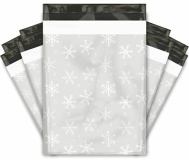 ↗️SuPeR SPECIAL❄️(5) CHRISTMAS SNOWFLAKES 10"x 13" POLY MAILERS!!