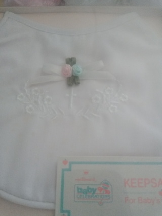 New White Christening Bib