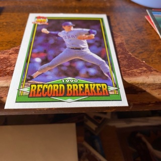 1991 topps 1990 record breaker nolan Ryan baseball card 