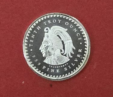 One Mayan Calendar 1/10th Troy Ounce .999 Fine Silver Round