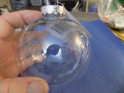 4 inch round clear glass ornament # 2 ready to fill