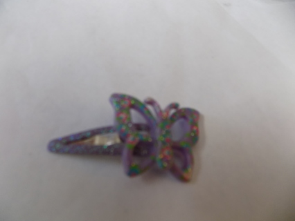 Purple acrylic butterfly on sparkley metal hair clip