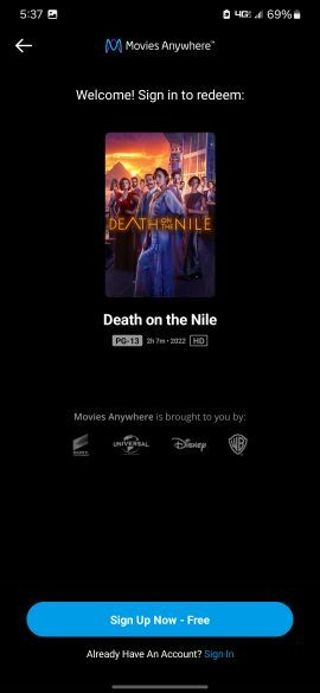 Death on the nile Digital HD movie code MA/VUDU/iTunes