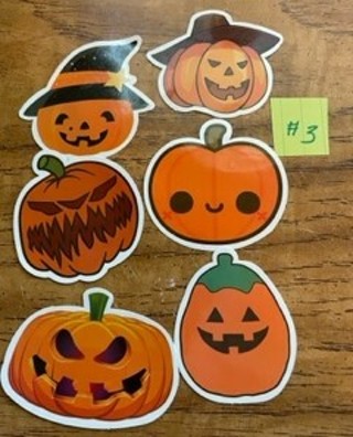  ☾☾☠ 6 BN HALLOWEEN PUMPKIN STICKERS 