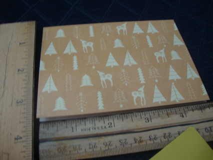 NEW ~ Trees and Deer Posing on a "GOLDEN Background" Blank Card ~ Free Shipping