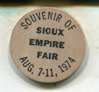 1974 Sioux Empire Fair-South Dakota Wooden Nickel