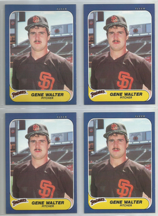 Lot of (4) 1986 Fleer Update Gene Walter #U-124 Padres