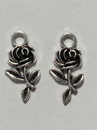 ♦ROSE CHARMS~SET 6~#3~ANTIQUE SILVER~FREE SHIPPING♦