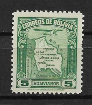 1935 Bolivia Sc222 5c Map of Bolivia MNH