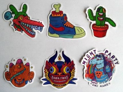 Six Wierd/Strange Monster Vinyl Stickers