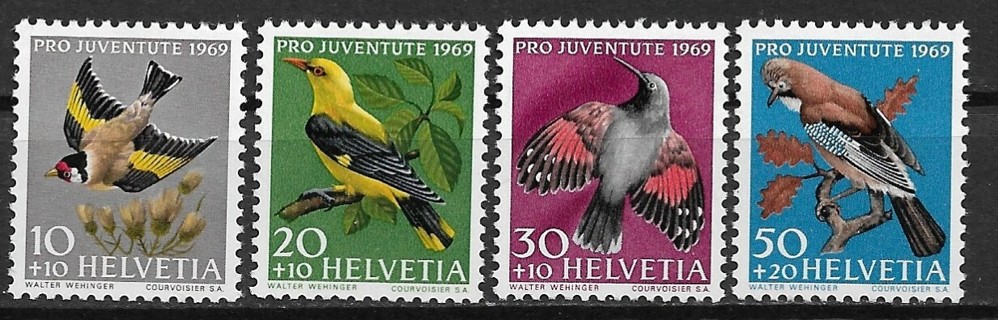 1969 Switzerland ScB386-9 Complete Pro Juventute/Birds set of 4 MNH