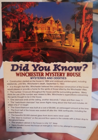 Winchester Mystery House Postcard (#1)