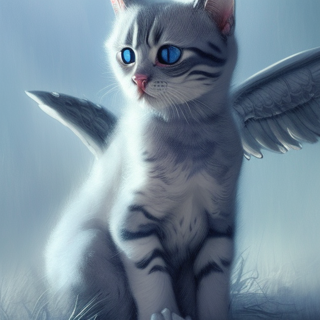 Listia Digital Collectible: Blue Eyed Angel Kitty