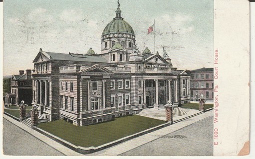 Vintage Used Postcard: 1908 Court House, Washington, PA