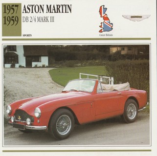 Classic Cars 6 x 6 inches Leaflet: 1957 Aston Martin DB 2/4 Mark lll