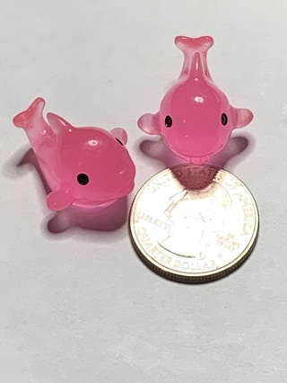 DOLPHINS~#5~DARK PINK~SET OF 2~ SET 2~GLOW IN THE DARK~FREE SHIPPING!