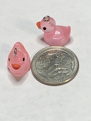 DUCKS~#22~DARK PINK~SET OF 2 DUCKS~CHARMS & GLOW IN THE DARK~FREE SHIPPING!