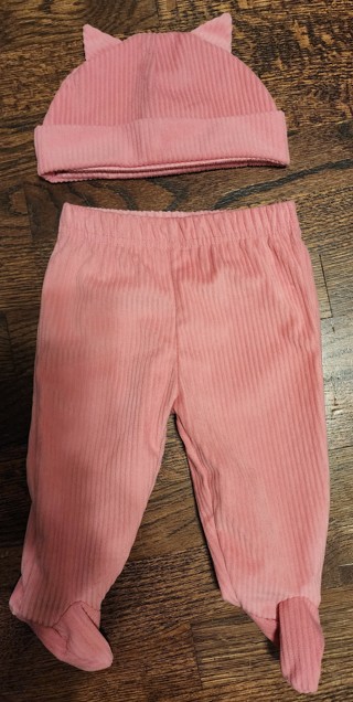 NEW - Minibean - Baby Girl Pants & Hat - size 6/9 months