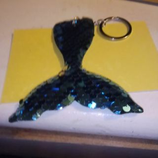 Blue Glittery Mermaid Tail Keychain