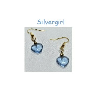 Dainty Light Blue Glass Heart Earrings 