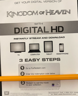 Kingdom of Heaven Digital HD Movie Code