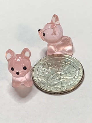 DOGS ~#3~PINK~MINIS~SET OF 2 DOGS~GLOW IN THE DARK~FREE SHIPPING!